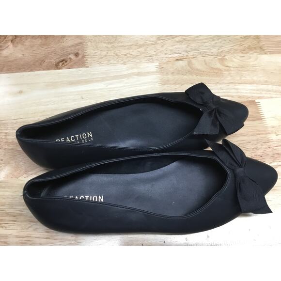 Kenneth Cole Lily Women's 8.5 Black Leather Bow Slip-On Pointed Toe Ballet Flats - Picture 3 of 7